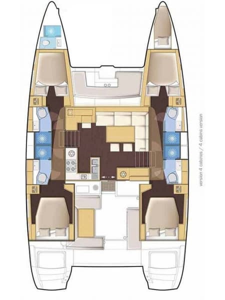 Charter Rental Catamaran Diamanti IV in Greece Layout | Yacht4Less