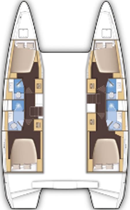 Charter Rental Catamaran Double Trouble in France Layout | Yacht4Less