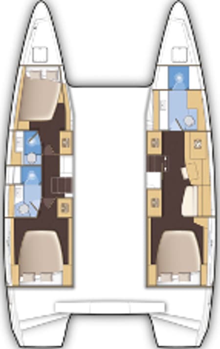 Charter Rental Catamaran Aventura in France Layout | Yacht4Less
