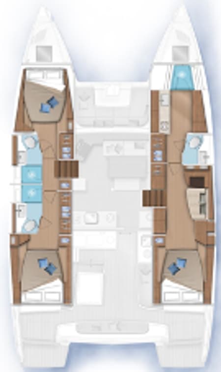 Charter Rental Catamaran Sail Away in France Layout | Yacht4Less