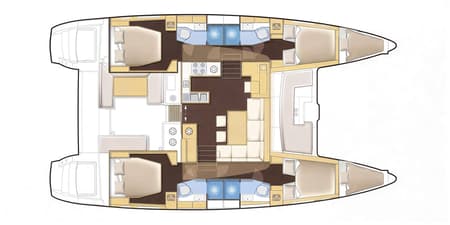 Charter Rental Catamaran Thoe in Greece Layout | Yacht4Less