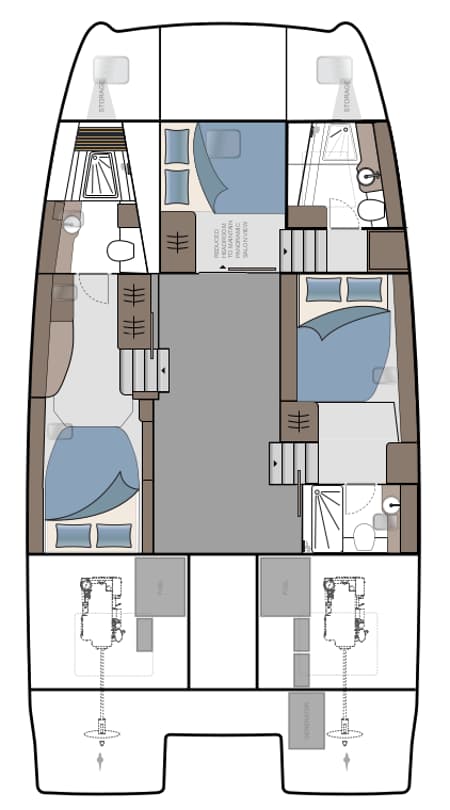 Charter Rental Power Catamaran Seaduction in Greece Layout | Yacht4Less