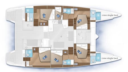 Charter Rental Catamaran Royal Hearts in Greece Layout | Yacht4Less
