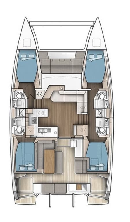 Charter Rental Catamaran Rossa in Italy Layout | Yacht4Less