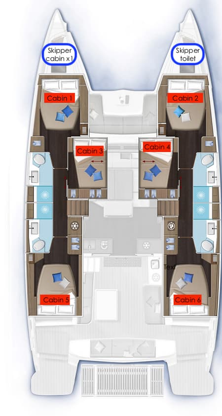 Charter Rental Catamaran Joyous 2 in Thailand Layout | Yacht4Less