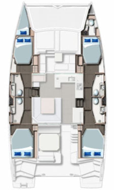 Charter Rental Catamaran Tibouren in France Layout | Yacht4Less