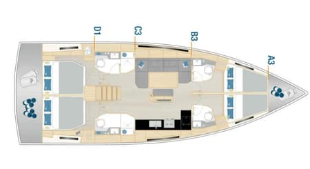 Charter Rental Sailboat Okeanida in Greece Layout | Yacht4Less