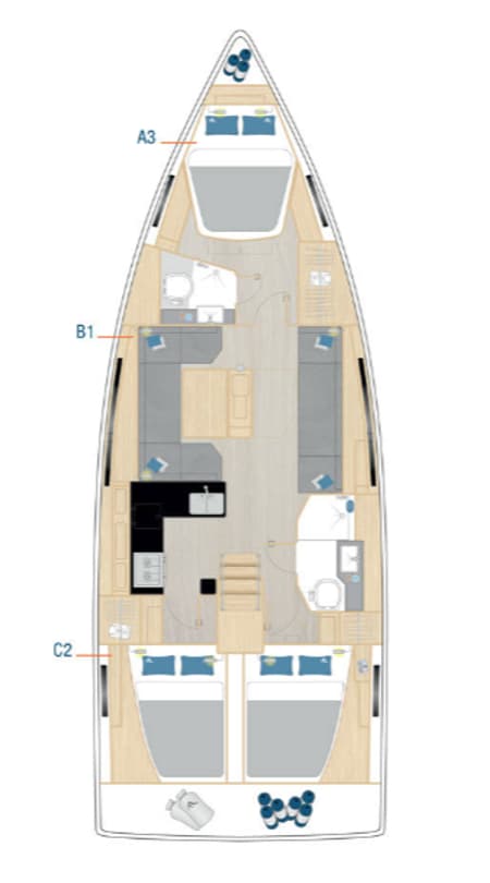 Charter Rental Sailboat Al Dente in Greece Layout | Yacht4Less