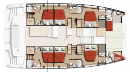 Charter Rental Catamaran KOS 52.CAT1 in Greece Layout | Yacht4Less
