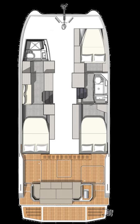 Charter Rental Power Catamaran Blue Champagne in France Layout | Yacht4Less