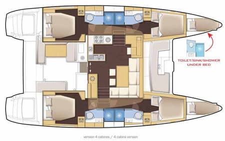 Charter Rental Catamaran Sea Runner IV in BVI Layout | Yacht4Less