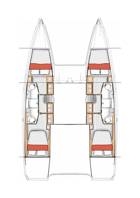 Charter Rental Catamaran First Kiss in Croatia Layout | Yacht4Less
