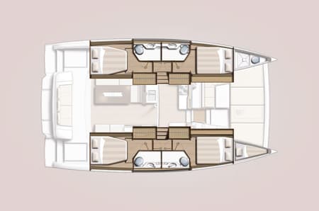Charter Rental Catamaran Honey Meadow in Greece Layout | Yacht4Less