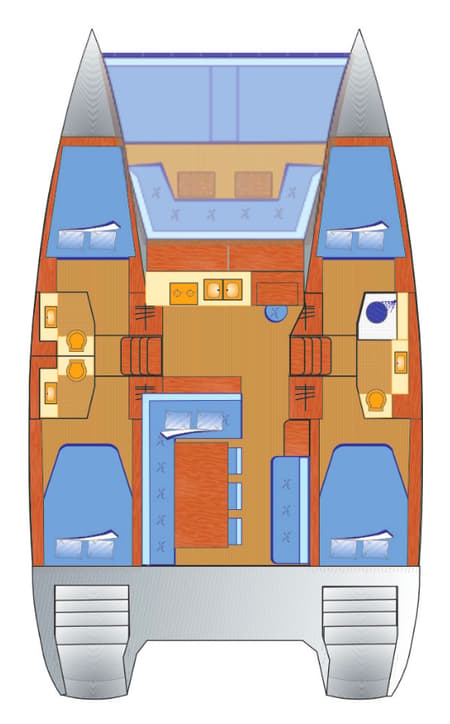 Charter Rental Catamaran Escape in Spain Layout | Yacht4Less