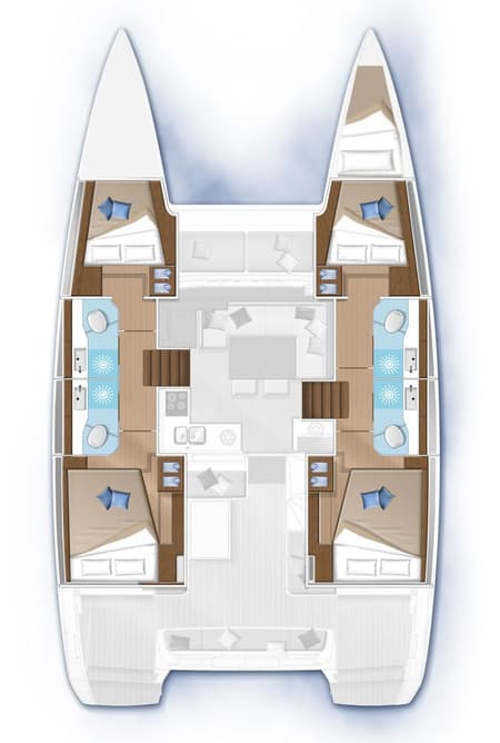 Charter Rental Catamaran Sunset in Italy Layout | Yacht4Less