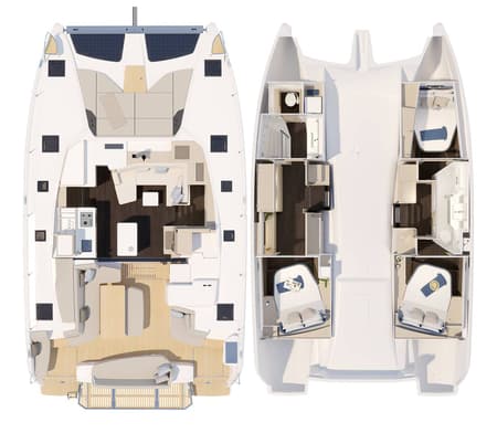 Charter Rental Catamaran Gin Mar in Spain Layout | Yacht4Less
