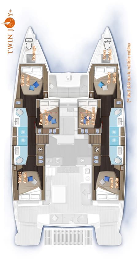 Charter Rental Catamaran Twin Joy + in Croatia Layout | Yacht4Less