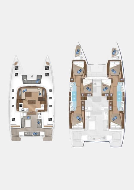 Charter Rental Catamaran Silhouette in Greece Layout | Yacht4Less