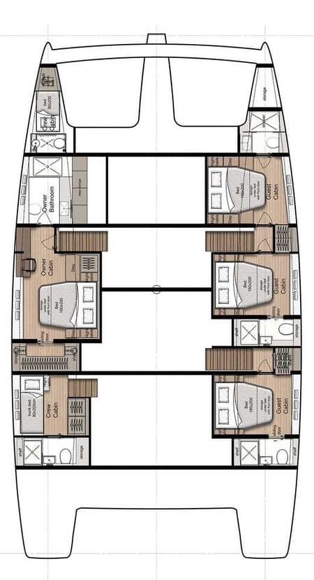 Charter Rental Catamaran Sea Dreams in Croatia Layout | Yacht4Less