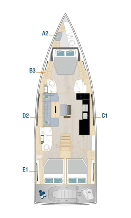 Charter Rental Sailboat El Hana in France Layout | Yacht4Less
