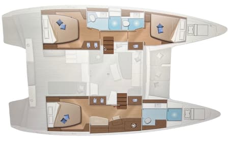 Charter Rental Catamaran Slowdown in Croatia Layout | Yacht4Less