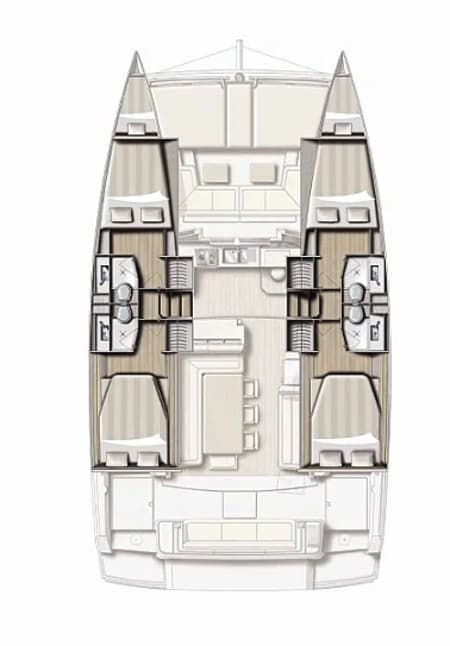 Charter Rental Catamaran Golden Waters in Greece Layout | Yacht4Less