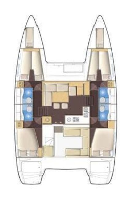 Charter Rental Catamaran Myrto in Greece Layout | Yacht4Less