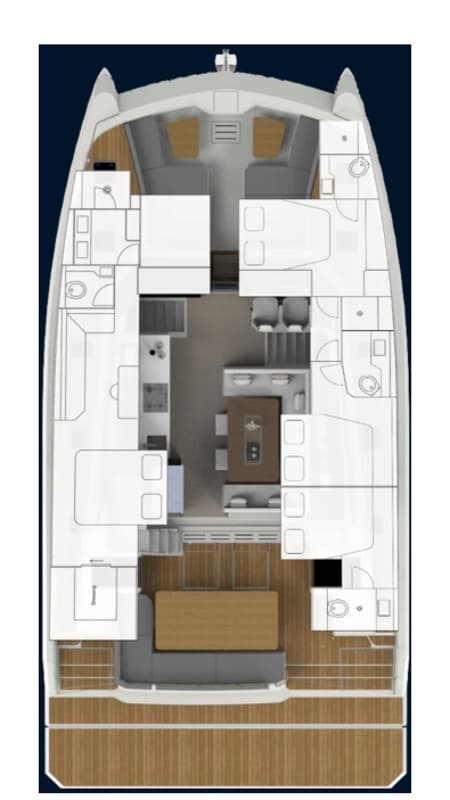 Charter Rental Power Catamaran Kamchatka in Greece Layout | Yacht4Less