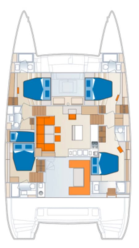 Charter Rental Catamaran For Sail in Greece Layout | Yacht4Less