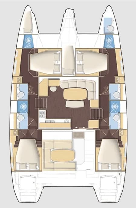Charter Rental Catamaran Amelia in Greece Layout | Yacht4Less