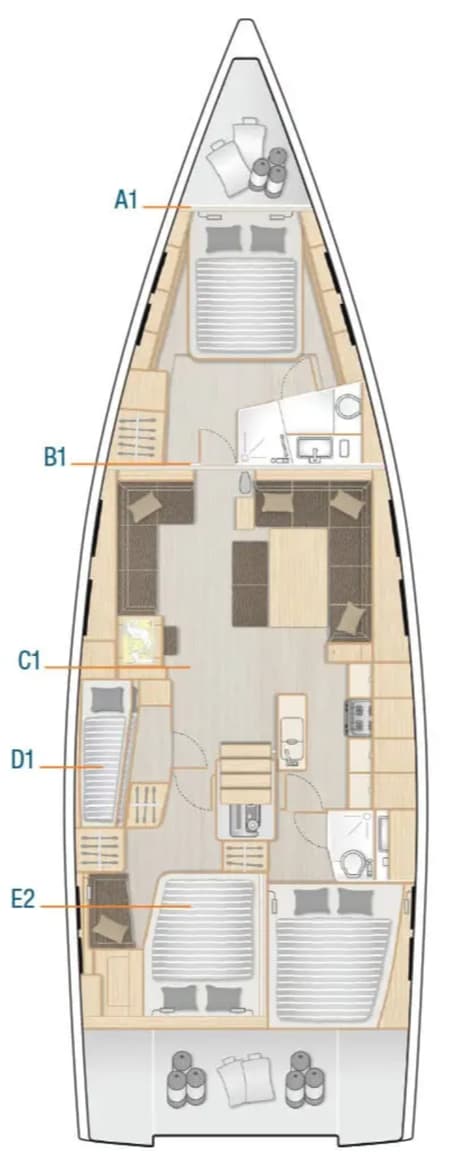 Charter Rental Sailboat Janna in France Layout | Yacht4Less