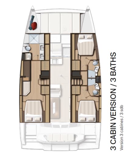 Charter Rental Catamaran Obiwan in France Layout | Yacht4Less