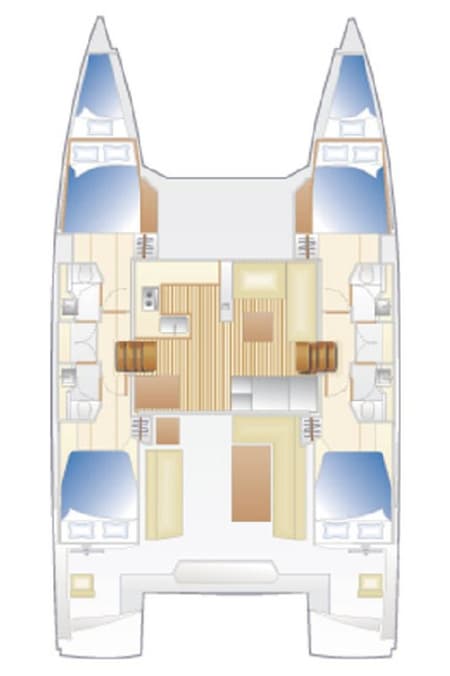 Charter Rental Catamaran Mira in Greece Layout | Yacht4Less