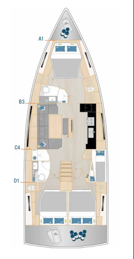 Charter Rental Sailboat Astan in France Layout | Yacht4Less