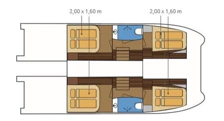 Charter Rental Power Catamaran Dream Star in Croatia Layout | Yacht4Less