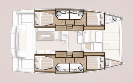 Charter Rental Catamaran Knot So Fast in Greece Layout | Yacht4Less