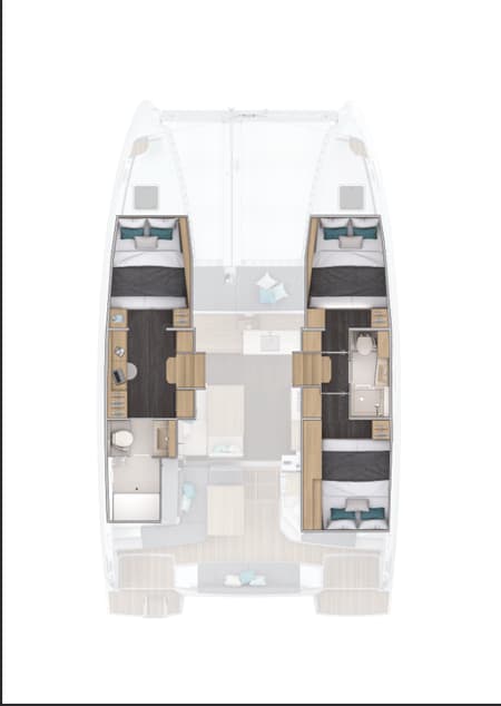 Charter Rental Catamaran Les Petits Loups VIII in France Layout | Yacht4Less