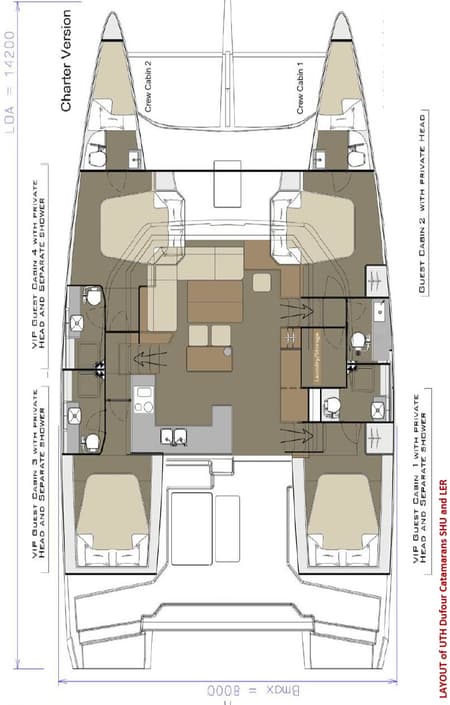 Charter Rental Catamaran Mark in Croatia Layout | Yacht4Less