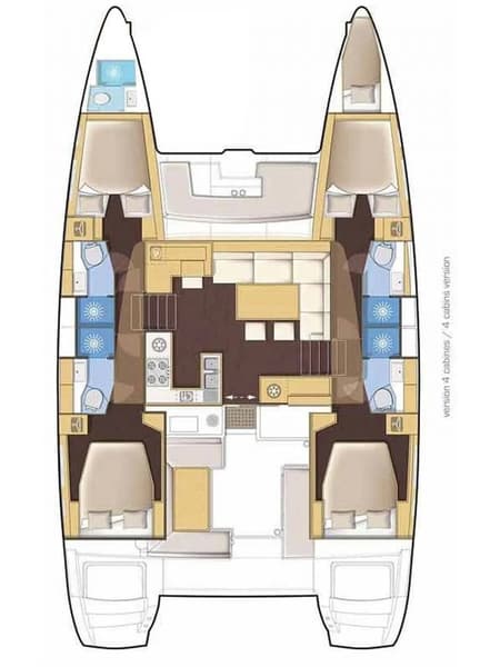 Charter Rental Catamaran Krista in Greece Layout | Yacht4Less