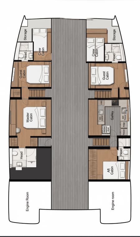 Charter Rental Power Catamaran Shireen in Croatia Layout | Yacht4Less