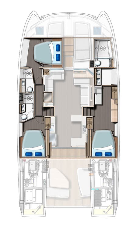 Charter Rental Power Catamaran Nauti Cat in Bahamas Layout | Yacht4Less
