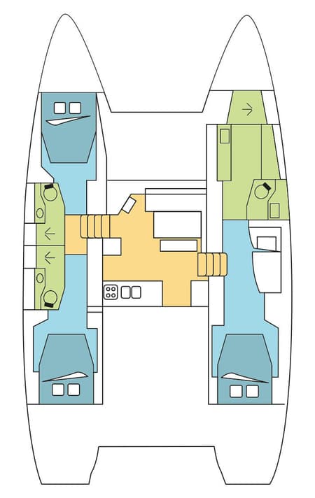 Charter Rental Catamaran Bella Giornata in Bahamas Layout | Yacht4Less