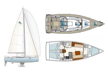 Charter Rental Sailboat Alkyoni in Greece Layout | Yacht4Less