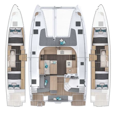 Charter Rental Catamaran FlipFlop in Spain Layout | Yacht4Less