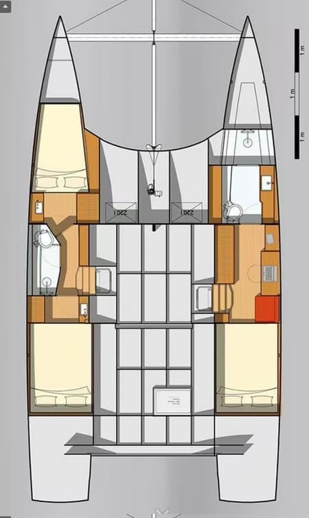 Charter Rental Catamaran Andaman Discovery in Thailand Layout | Yacht4Less