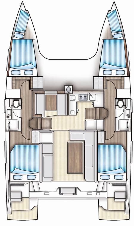 Charter Rental Catamaran Andaman Discovery 2 in Thailand Layout | Yacht4Less
