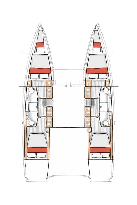 Charter Rental Catamaran Mare Loco in Croatia Layout | Yacht4Less