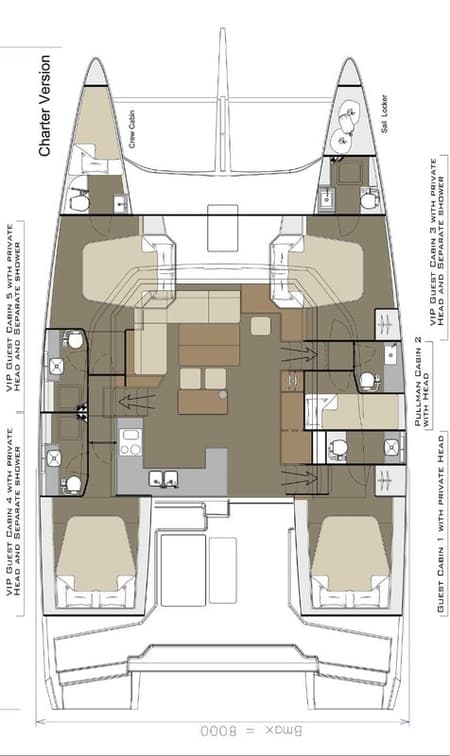 Charter Rental Catamaran Be Mine in Croatia Layout | Yacht4Less