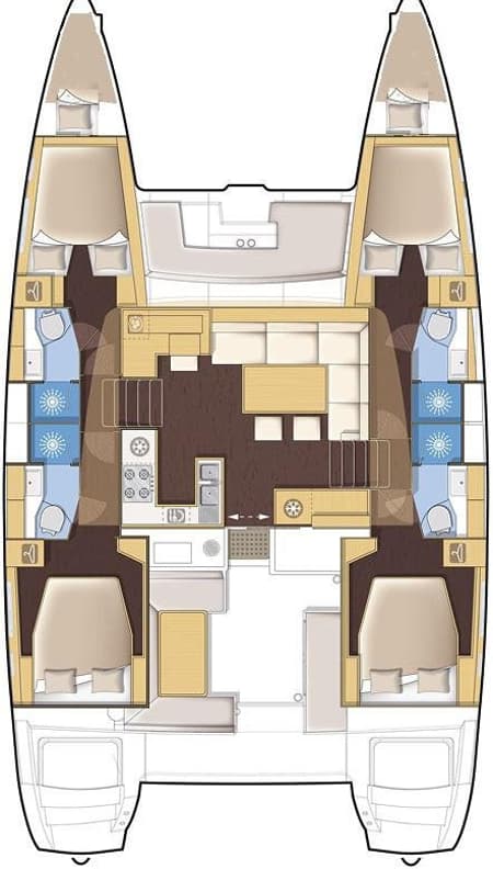 Charter Rental Catamaran Golden Dream in Greece Layout | Yacht4Less