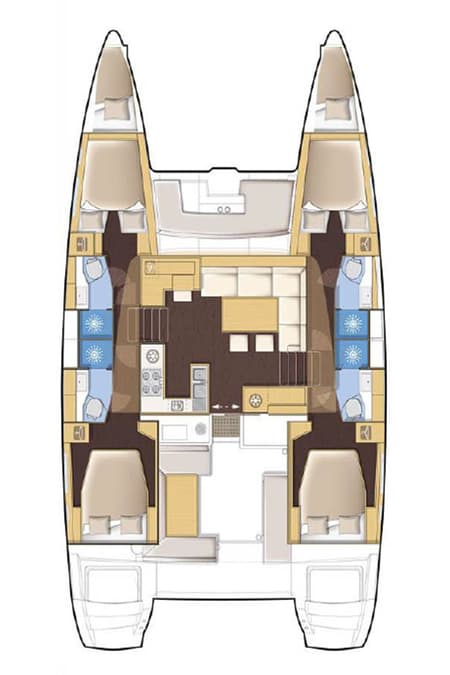 Charter Rental Catamaran Island Queen in Croatia Layout | Yacht4Less